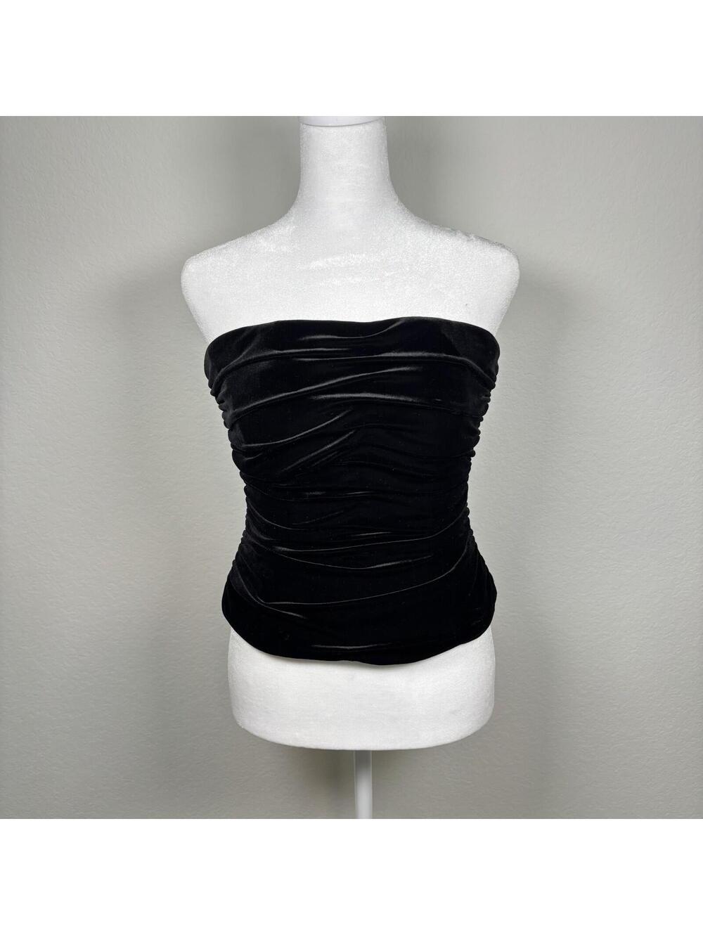 VTG Y2K Marie St. Claire Black Velvet Rouched Corset Whimsy Goth Romantic Vamp